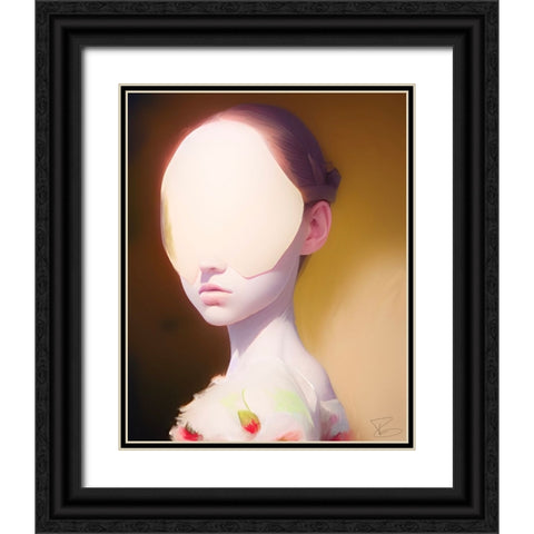 Girl in a Strawberry Dress Black Ornate Wood Framed Art Print with Double Matting by Day, Ruth