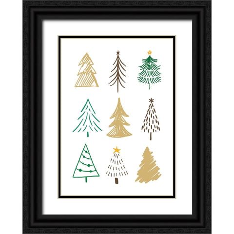 Christmas Trees 1 Black Ornate Wood Framed Art Print with Double Matting by N., Kristina