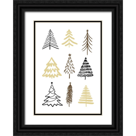 Christmas Trees 2 Black Ornate Wood Framed Art Print with Double Matting by N., Kristina