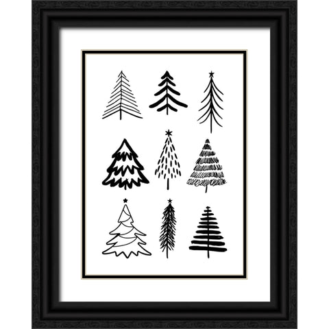 Christmas Trees 3 Black Ornate Wood Framed Art Print with Double Matting by N., Kristina
