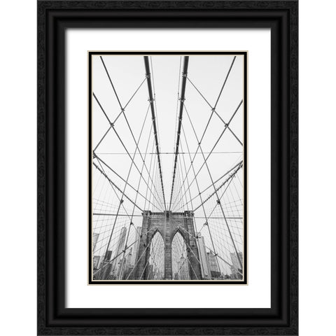 Brooklyn Bridge Black Ornate Wood Framed Art Print with Double Matting by Pienaar, Kathrin