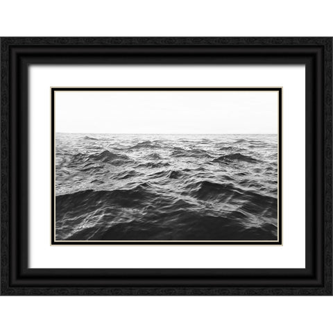 Wavy Horizon BW Black Ornate Wood Framed Art Print with Double Matting by Pienaar, Kathrin