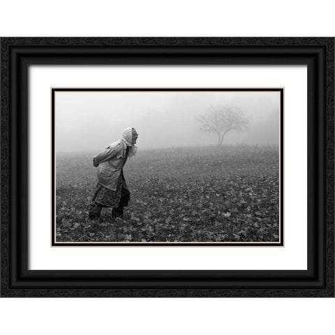 Autumn Black Ornate Wood Framed Art Print with Double Matting by Kruk, Przemyslaw