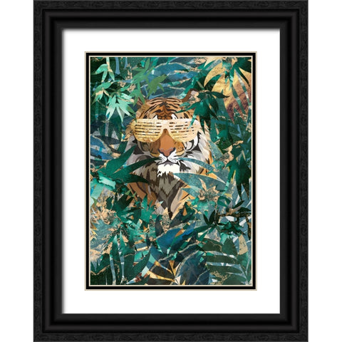 RaB Tiger in the jungle Black Ornate Wood Framed Art Print with Double Matting by Manovski, Sarah