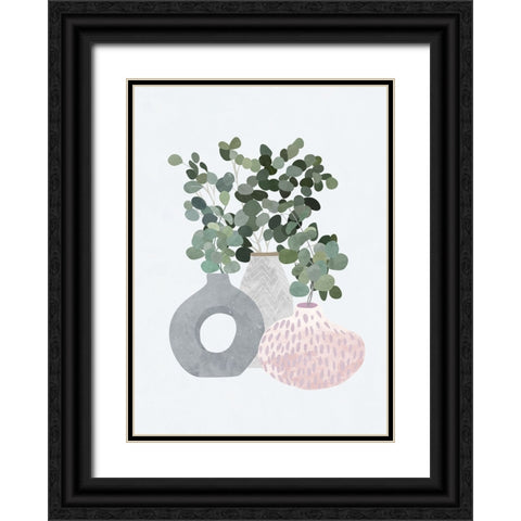 Scandi Japandi Plants Black Ornate Wood Framed Art Print with Double Matting by Manovski, Sarah