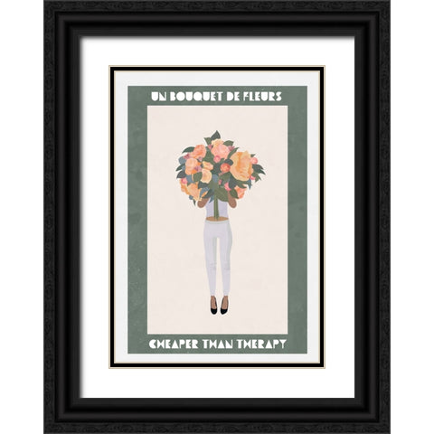 Flowers girl therapy Black Ornate Wood Framed Art Print with Double Matting by Manovski, Sarah