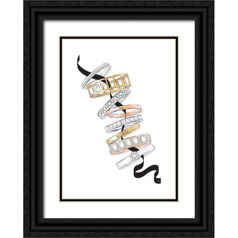 Bracelets Black Ornate Wood Framed Art Print with Double Matting by Martina