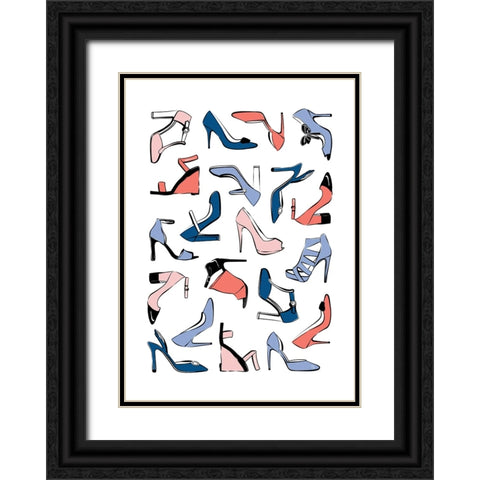 Colourful Heels Black Ornate Wood Framed Art Print with Double Matting by Martina