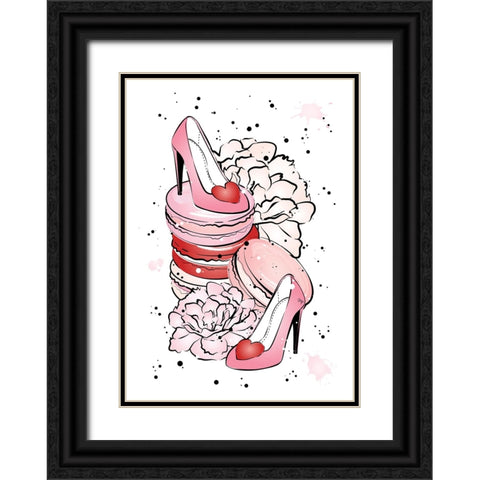Peony Heels Black Ornate Wood Framed Art Print with Double Matting by Martina