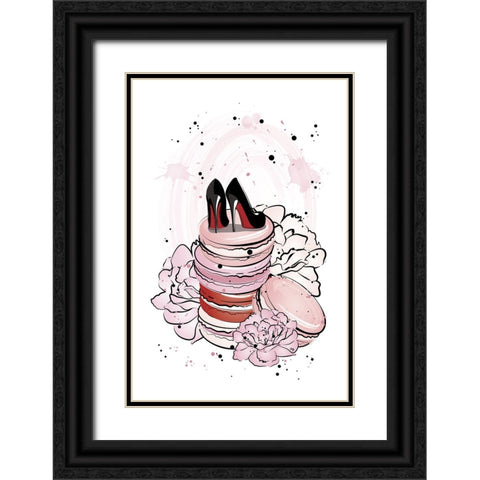 Peony Macarons Black Ornate Wood Framed Art Print with Double Matting by Martina