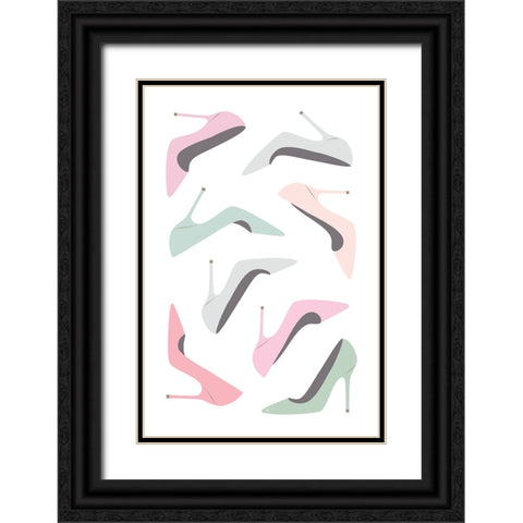 Pastel Heels Black Ornate Wood Framed Art Print with Double Matting by Martina