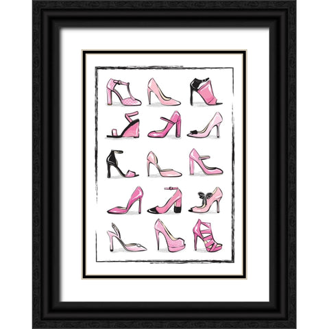 Pink Shoes Black Ornate Wood Framed Art Print with Double Matting by Martina