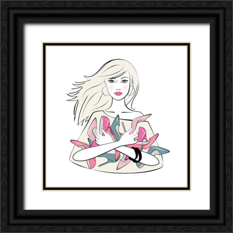 Shoe Lover Black Ornate Wood Framed Art Print with Double Matting by Martina