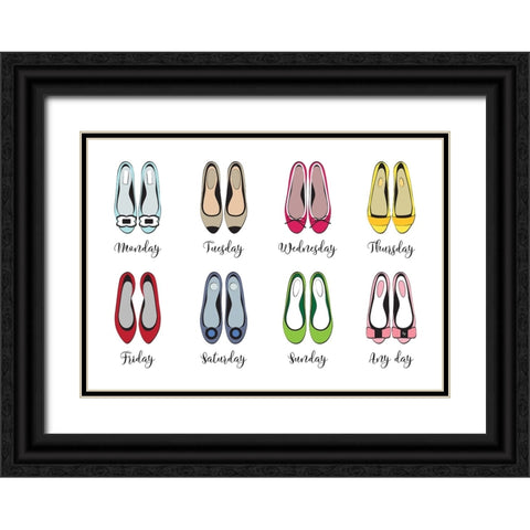 Week Shoes Black Ornate Wood Framed Art Print with Double Matting by Martina