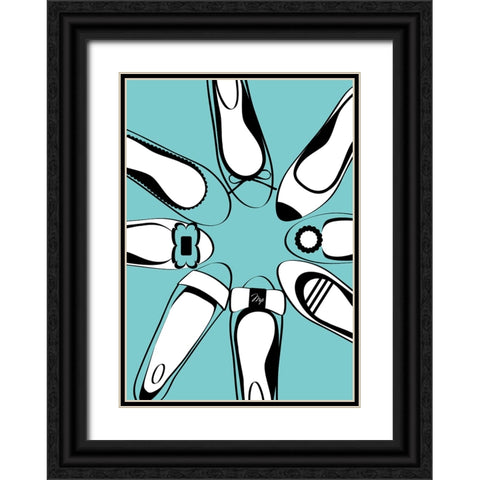 Blue Ballerinas Black Ornate Wood Framed Art Print with Double Matting by Martina
