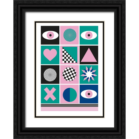 Geometric III Black Ornate Wood Framed Art Print with Double Matting by Ortiz, Sergio