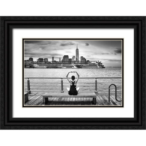 Momentum Black Ornate Wood Framed Art Print with Double Matting by Guyot, Michel