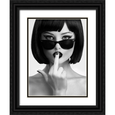 Kiss This Black Ornate Wood Framed Art Print with Double Matting by Drake, David