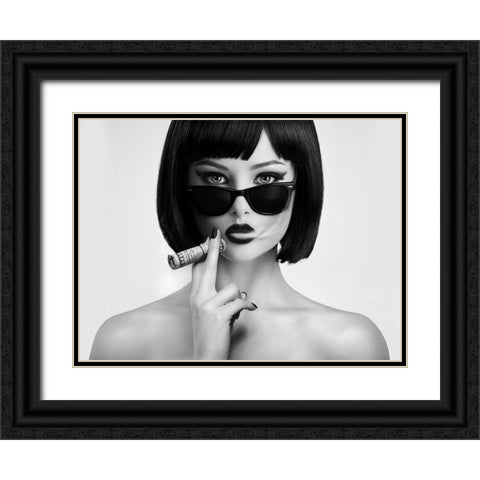 Smoke This Black Ornate Wood Framed Art Print with Double Matting by Drake, David