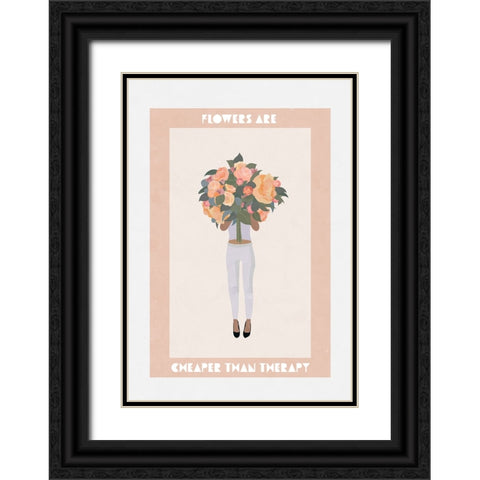 Flowers are cheaper than therapy Black Ornate Wood Framed Art Print with Double Matting by Manovski, Sarah