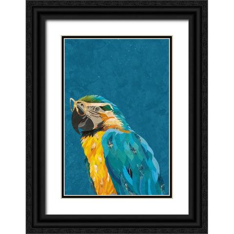 Vibrant macaw wearing glasses Black Ornate Wood Framed Art Print with Double Matting by Manovski, Sarah