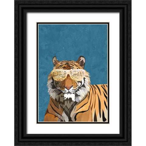 Hip Hop Tiger Black Ornate Wood Framed Art Print with Double Matting by Manovski, Sarah