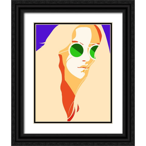 Hippie Girl Black Ornate Wood Framed Art Print with Double Matting by Harstedt, Tomas