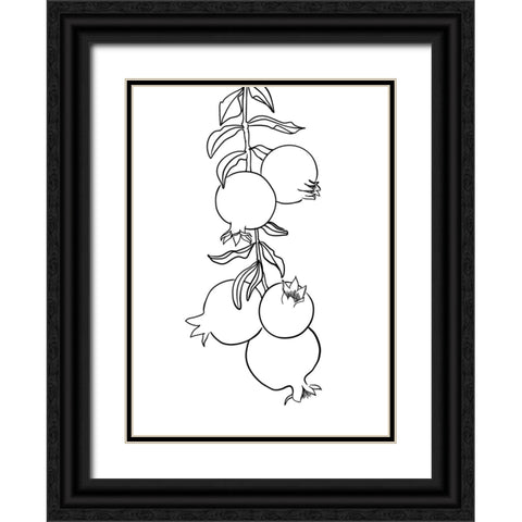 Branch of pomegranates Black Ornate Wood Framed Art Print with Double Matting by Laiz Blursbyai, Rosana