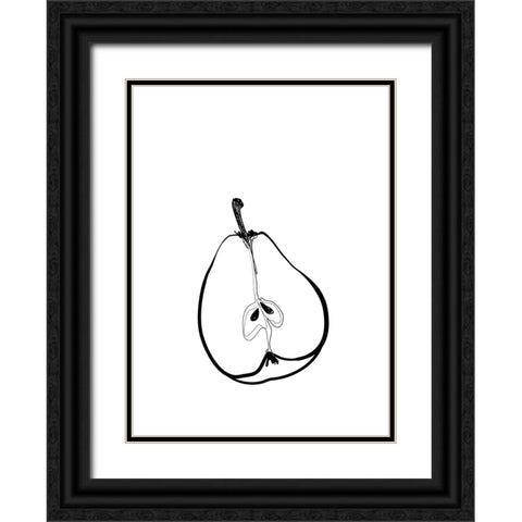 Line art half pear Black Ornate Wood Framed Art Print with Double Matting by Laiz Blursbyai, Rosana