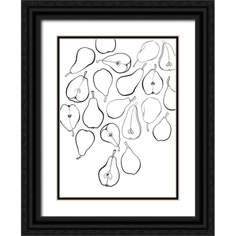Line art pears Black Ornate Wood Framed Art Print with Double Matting by Laiz Blursbyai, Rosana