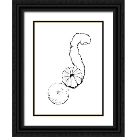 Line art tangerine Black Ornate Wood Framed Art Print with Double Matting by Laiz Blursbyai, Rosana