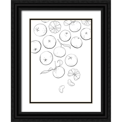 Line art tangerines Black Ornate Wood Framed Art Print with Double Matting by Laiz Blursbyai, Rosana