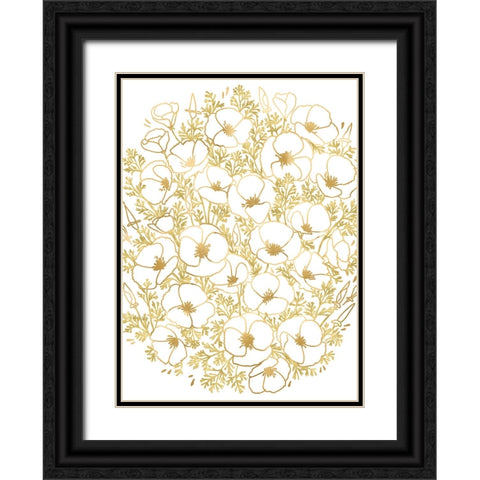 Gold California poppies Black Ornate Wood Framed Art Print with Double Matting by Laiz Blursbyai, Rosana