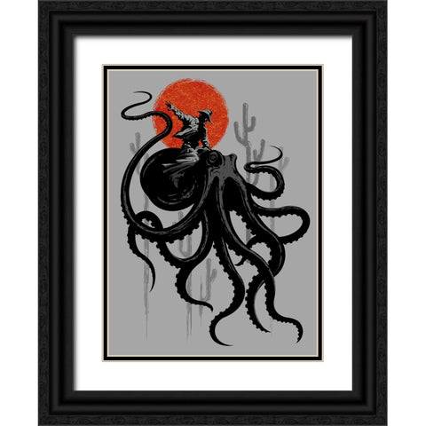 Riding The Octopus Black Ornate Wood Framed Art Print with Double Matting by Lawless, Adam
