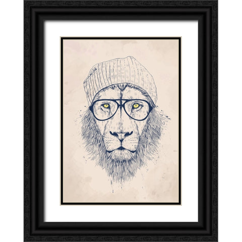 Cool lion Black Ornate Wood Framed Art Print with Double Matting by Solti, Balazs