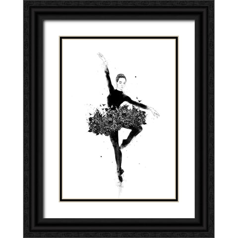 Floral dance Black Ornate Wood Framed Art Print with Double Matting by Solti, Balazs