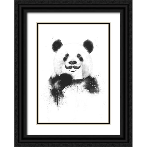 Funny panda Black Ornate Wood Framed Art Print with Double Matting by Solti, Balazs