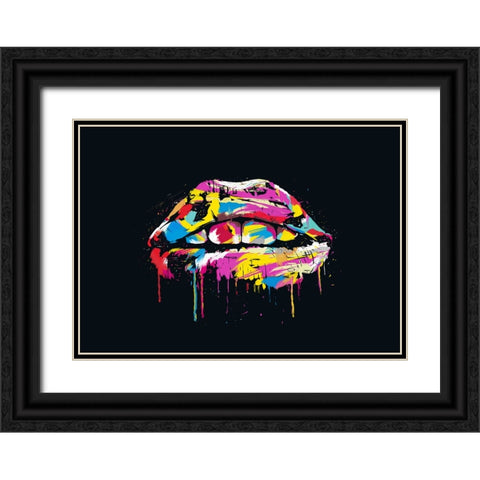 Colorful lips Black Ornate Wood Framed Art Print with Double Matting by Solti, Balazs