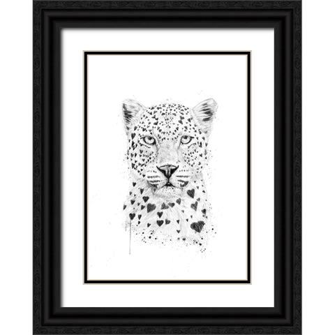 Lovely leopard Black Ornate Wood Framed Art Print with Double Matting by Solti, Balazs
