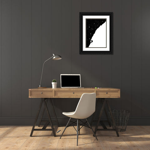 Night climbing (bw) Black Ornate Wood Framed Art Print with Double Matting by Solti, Balazs