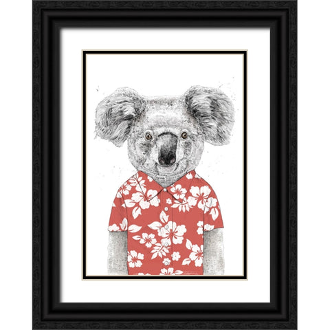 Summer koala (red) Black Ornate Wood Framed Art Print with Double Matting by Solti, Balazs