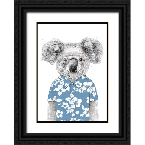 Summer Koala (blue) Black Ornate Wood Framed Art Print with Double Matting by Solti, Balazs