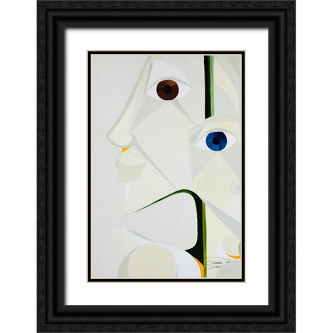 White Orchid Black Ornate Wood Framed Art Print with Double Matting by Florea, Simona