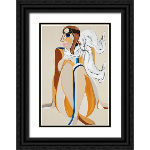 Amelia Earhart Black Ornate Wood Framed Art Print with Double Matting by Florea, Simona
