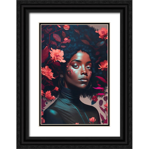 Goddess Of The Flowers Black Ornate Wood Framed Art Print with Double Matting by Treechild