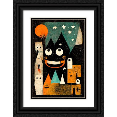 Monster Ville Black Ornate Wood Framed Art Print with Double Matting by Treechild