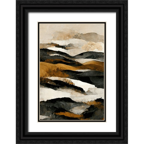 Ochre And Beige Mountains Black Ornate Wood Framed Art Print with Double Matting by Treechild