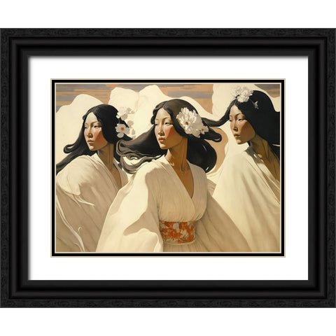 The Dance Of The Sisters Black Ornate Wood Framed Art Print with Double Matting by Treechild