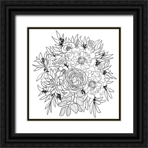 Nanette flower bouquet in black and white Black Ornate Wood Framed Art Print with Double Matting by Laiz Blursbyai, Rosana