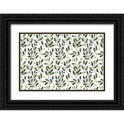 Lisa watercolor seeded eucalyptus pattern Black Ornate Wood Framed Art Print with Double Matting by Laiz Blursbyai, Rosana